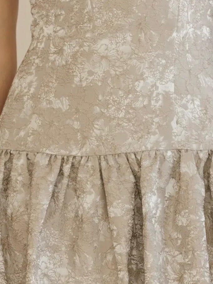 Beige Strapless Bubble Mini