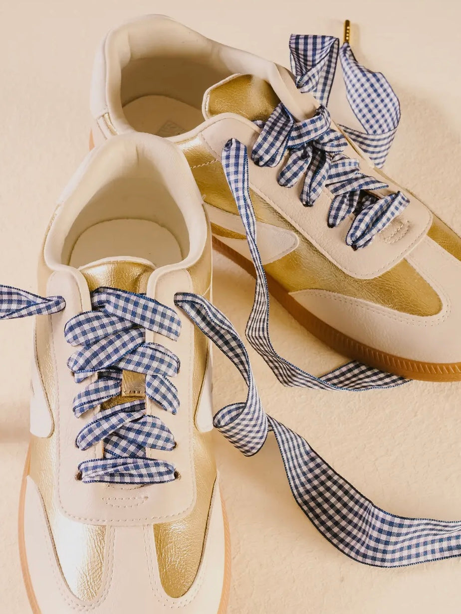 Blue Gingham Shoelaces