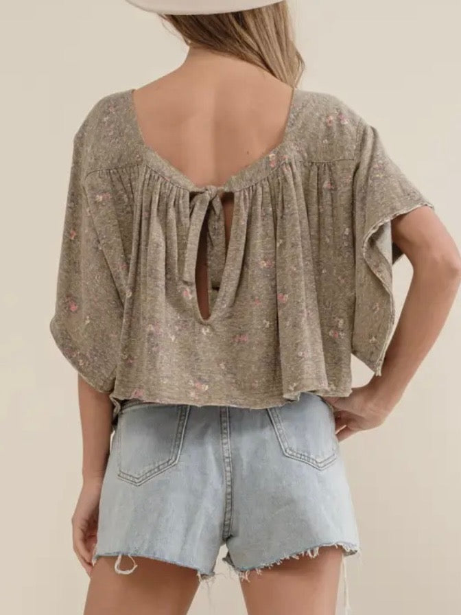 Olive Washed Cropped Top