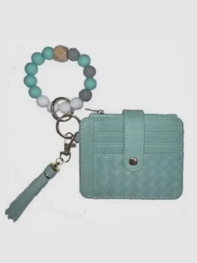Quilted Beaded Keychain Wallet