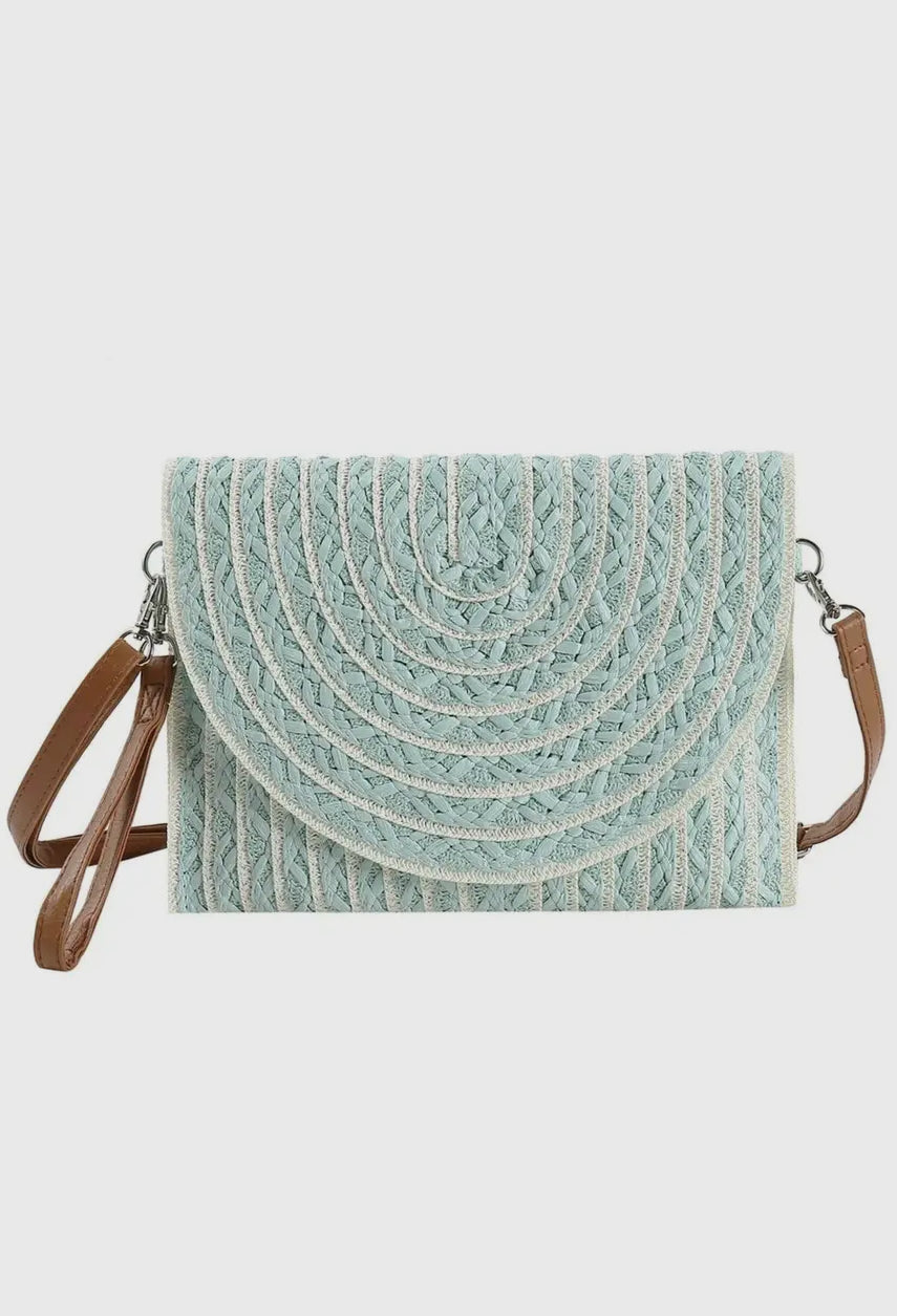 Striped Straw Crossbody/Clutch