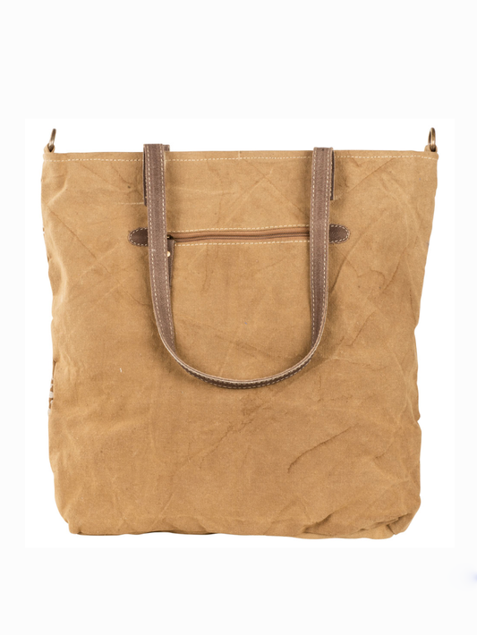 Tan Floral Print Tote