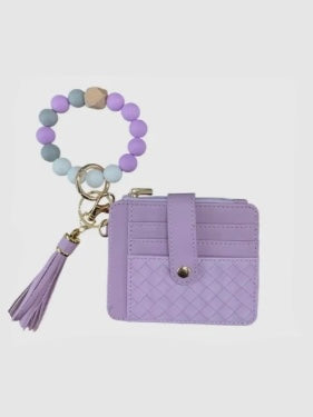 Quilted Beaded Keychain Wallet