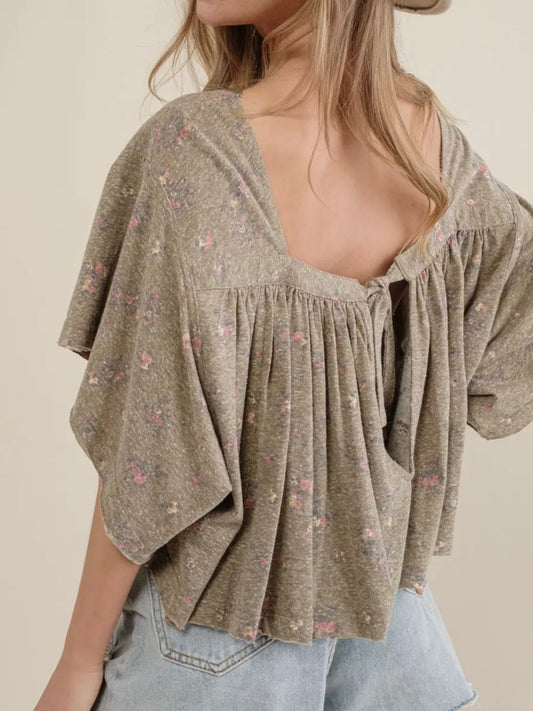 Olive Washed Cropped Top