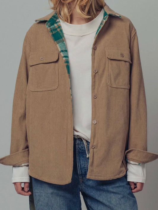 Taupe Flannel-Lined Shacket