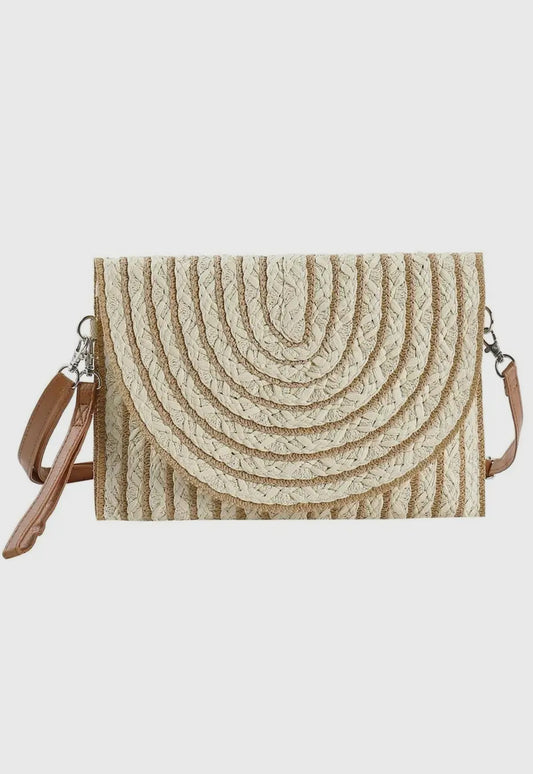 Striped Straw Crossbody/Clutch