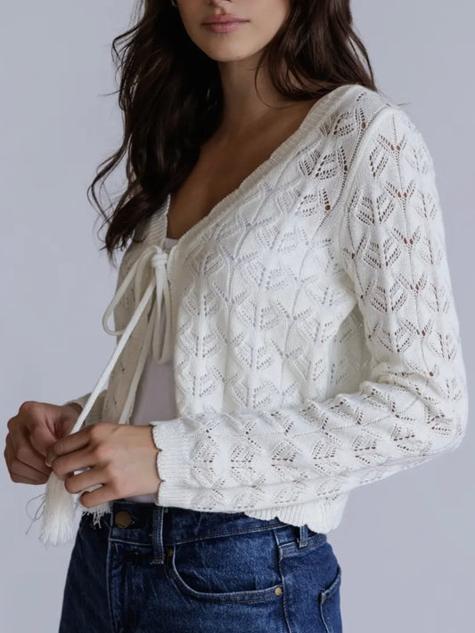 Ivory Tassel Tie Cardigan