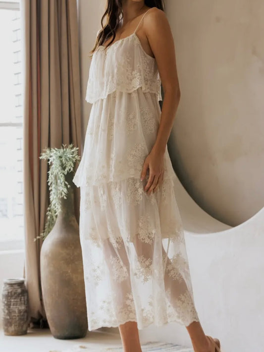 Ivory Floral Lace Midi