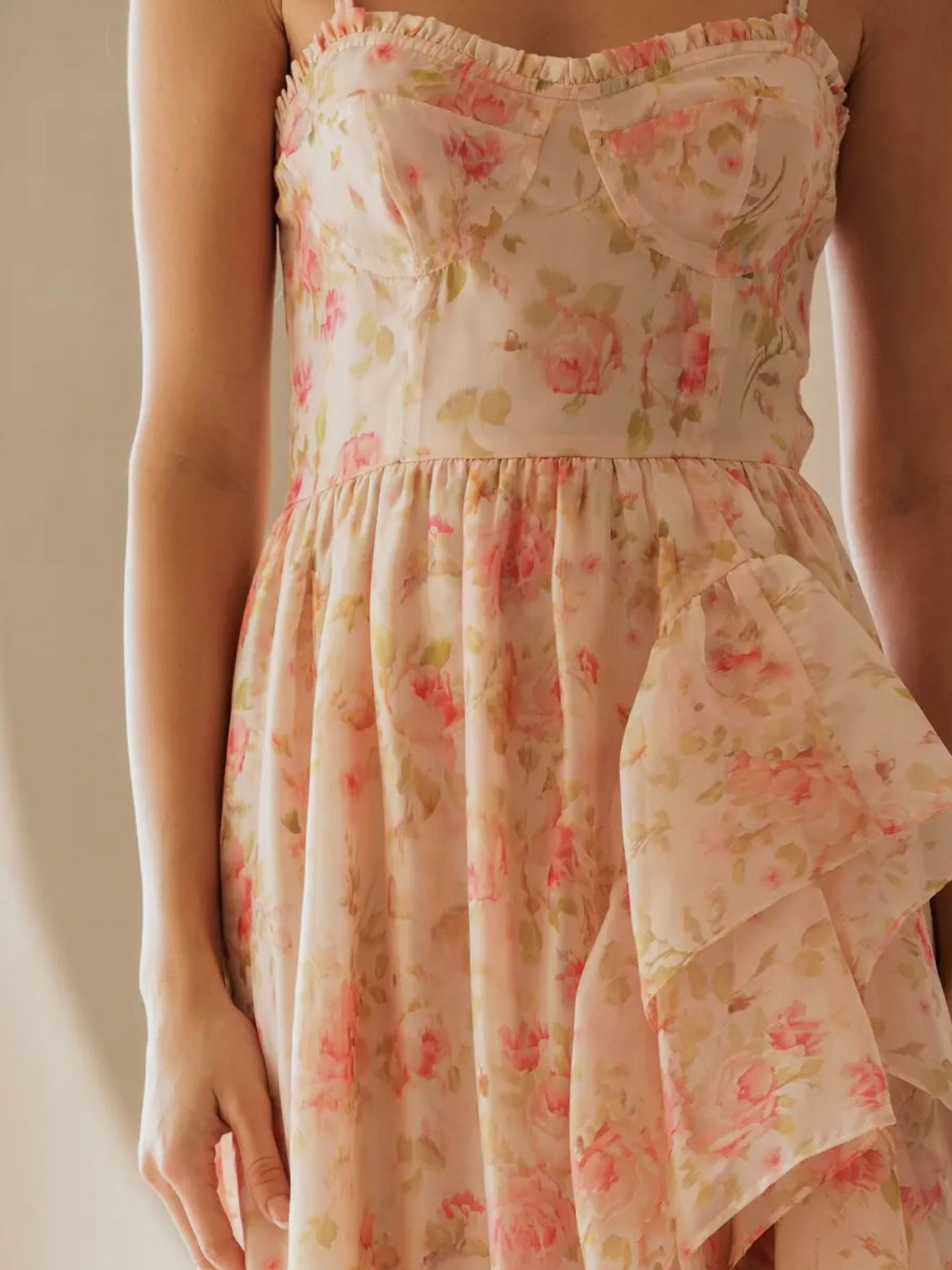 Pink Floral Ruffled Maxi