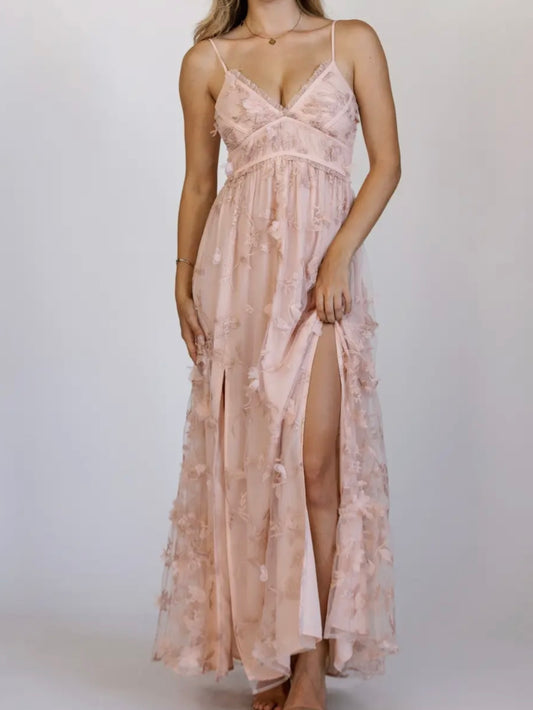 Blush Floral Embroidered Maxi
