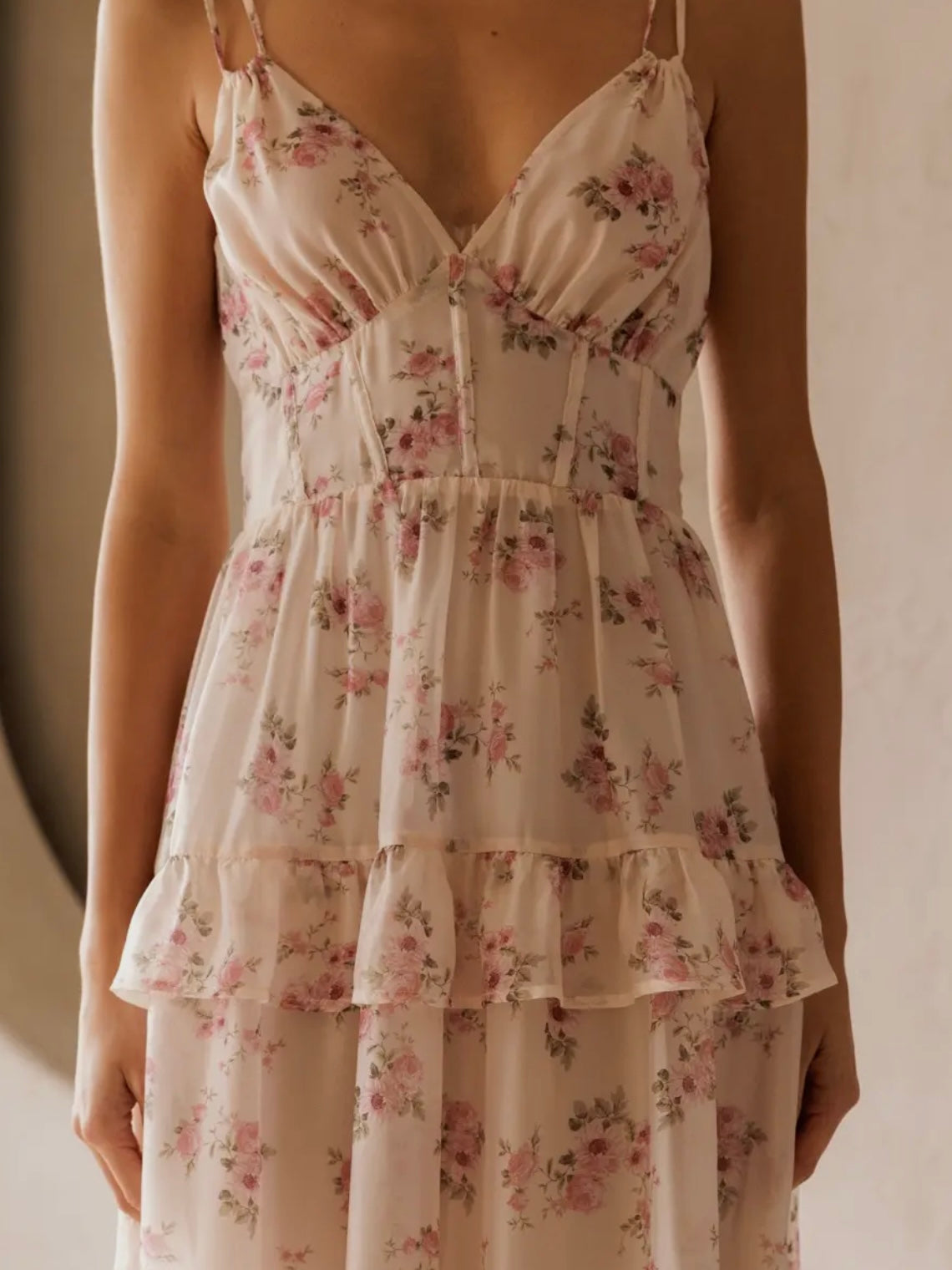 Blush Tiered Floral Midi