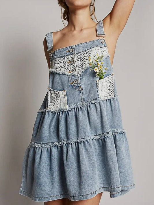Denim Overall Lace Mini