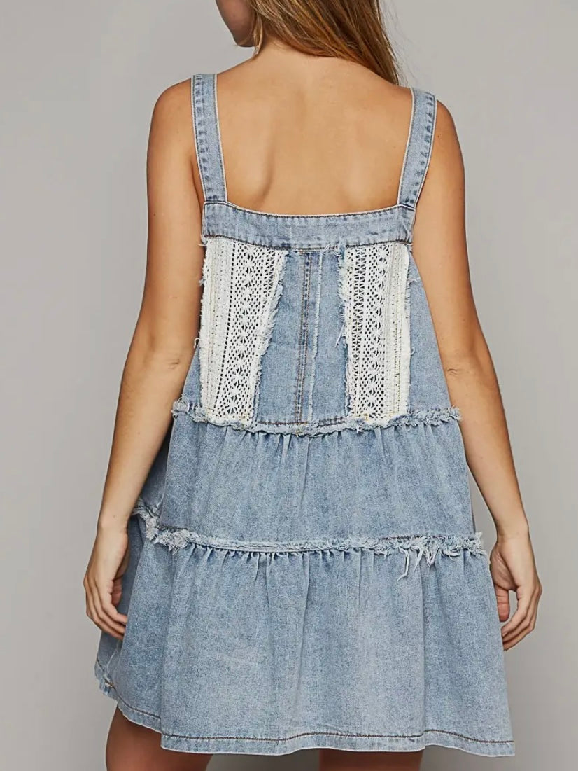 Denim Overall Lace Mini