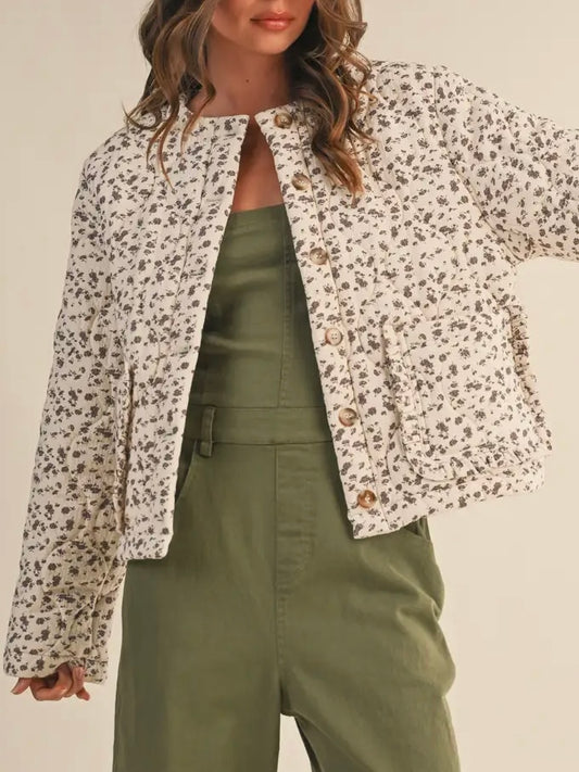 Cream Floral Padded Jacket