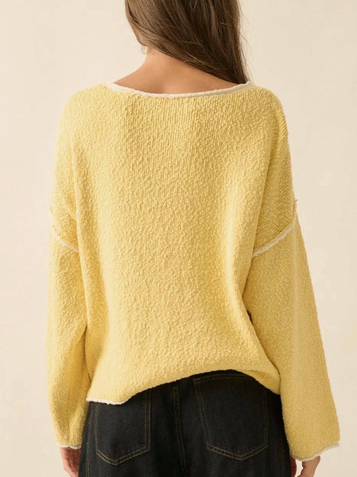 Yellow Textured Knit Sweater