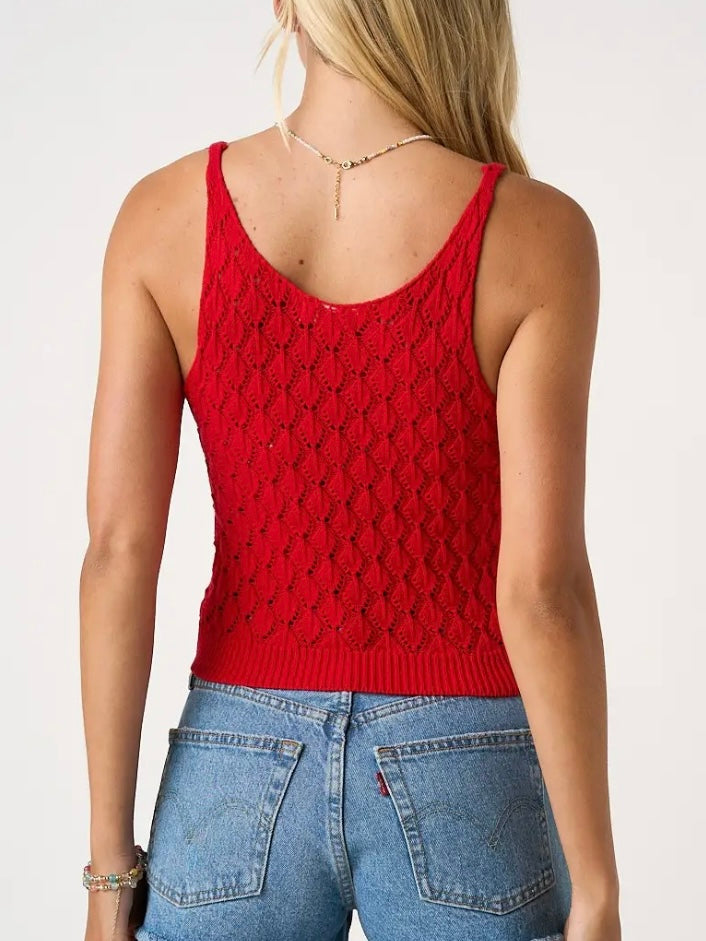 Red Knit Cropped Tank