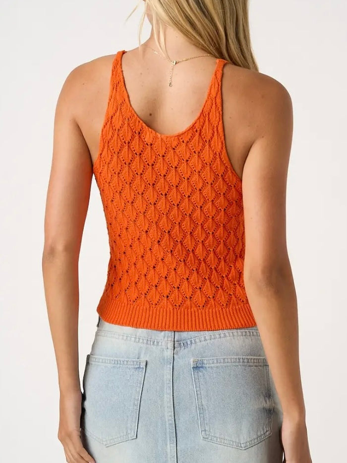 Orange Knit Cropped Tank