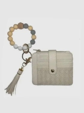 Quilted Beaded Keychain Wallet
