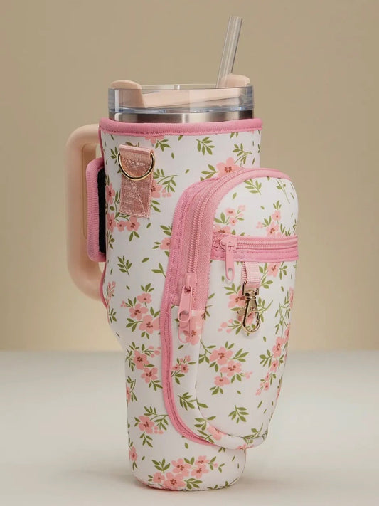 Pink Floral Tumbler Carrier