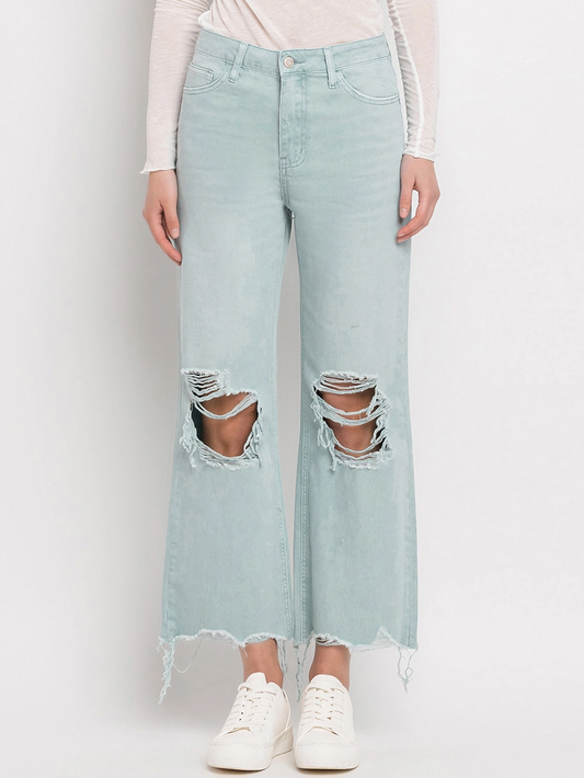 Cloud Blue 90's Vintage Crop Flare Jeans