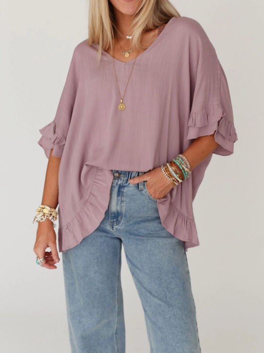 Lavender Ruffled Trim Top