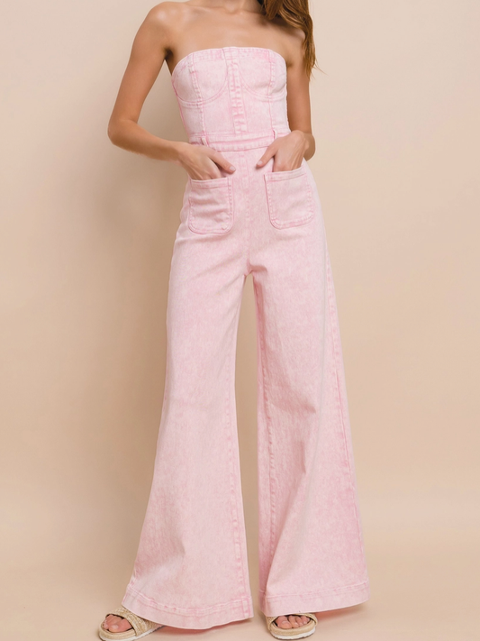 Strapless Denim Jumpsuit