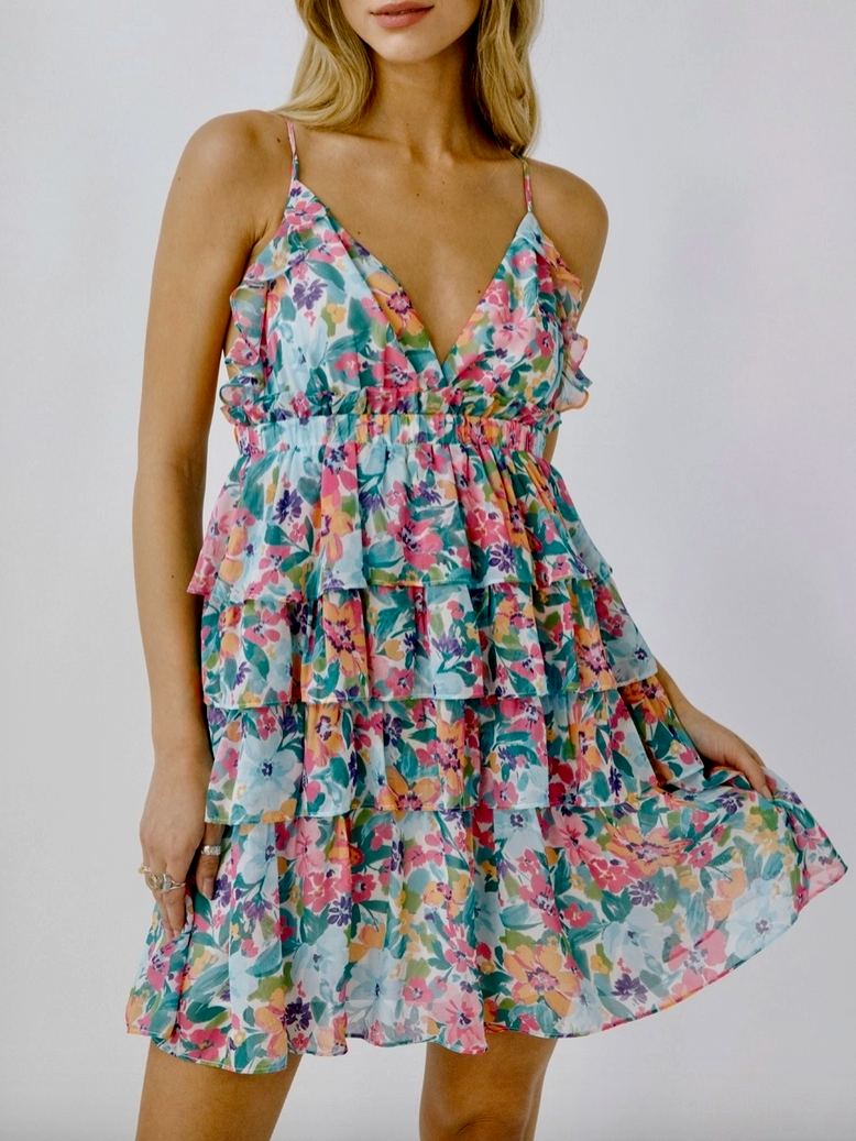 Floral Ruffled Mini Dress