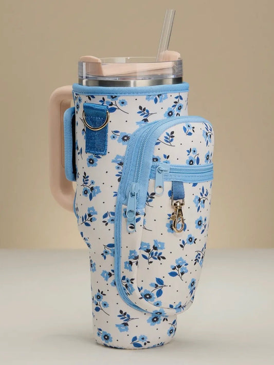 Blue Floral Tumbler Carrier