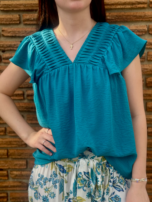 Flutter Sleeve V-Neck Top