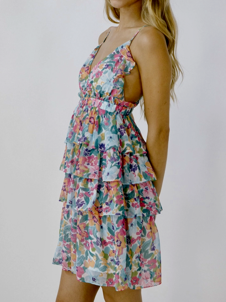 Floral Ruffled Mini Dress