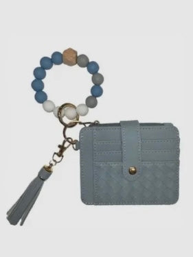 Quilted Beaded Keychain Wallet