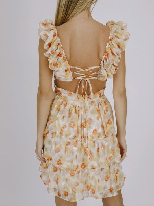 Yellow Ruffled Mini Dress