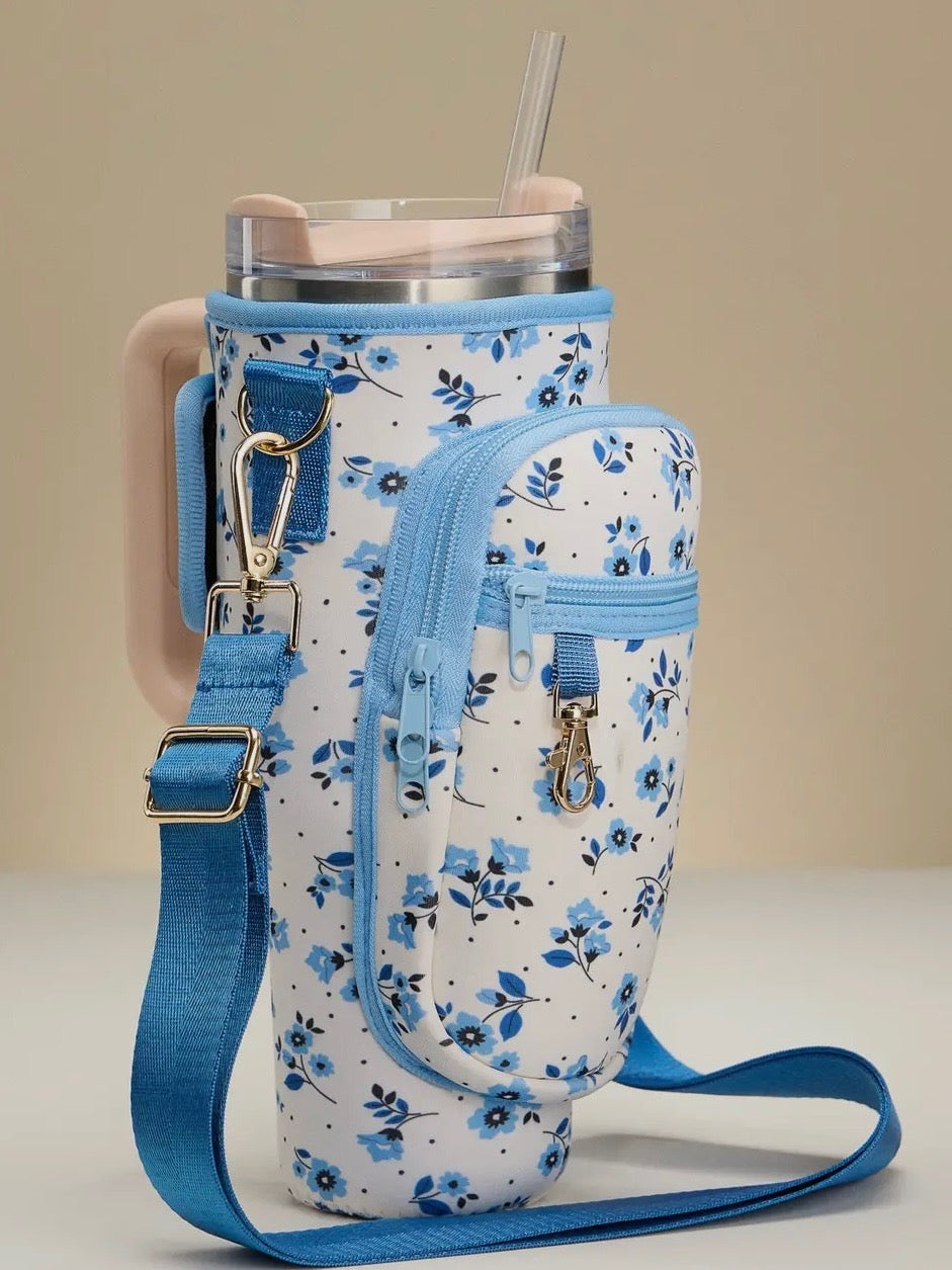 Blue Floral Tumbler Carrier