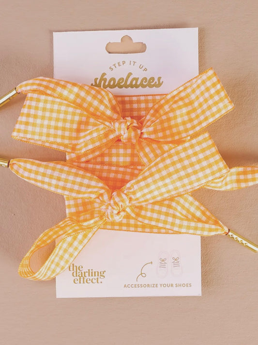 Orange Gingham Shoelaces