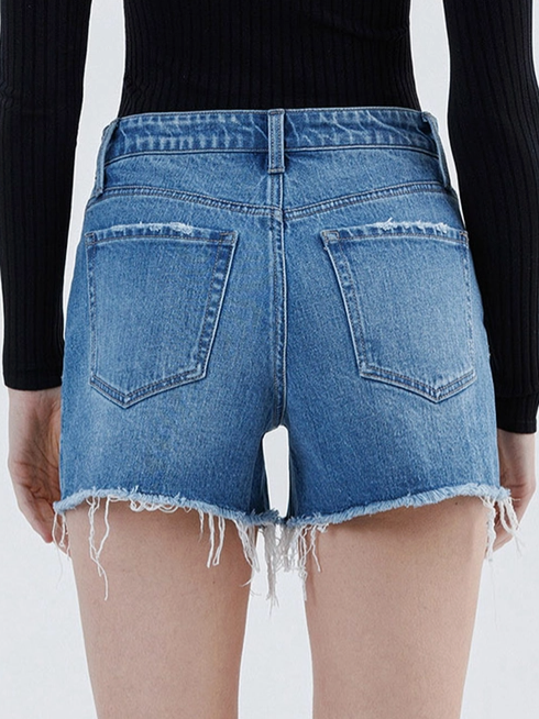 High Rise Raw Hem Shorts