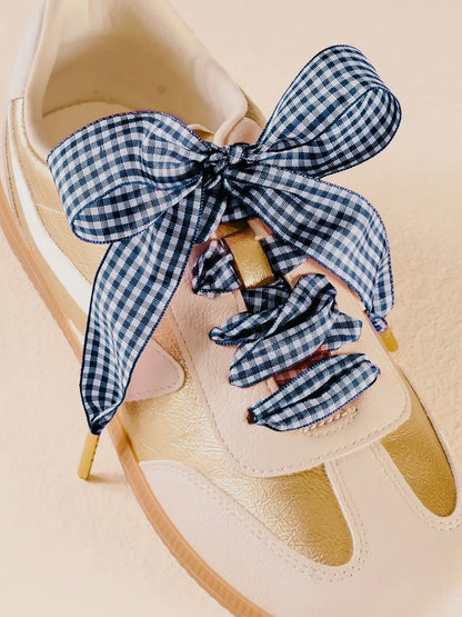Blue Gingham Shoelaces