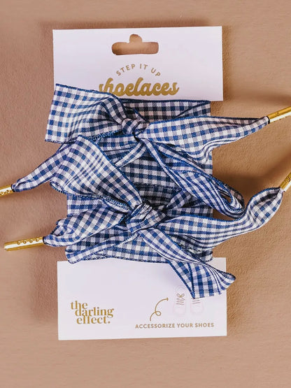 Blue Gingham Shoelaces