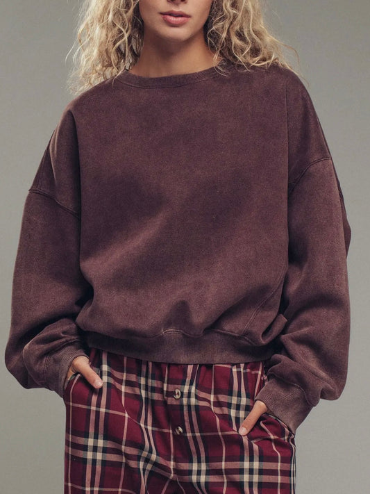Brown Pigment Washed Sweatshirt