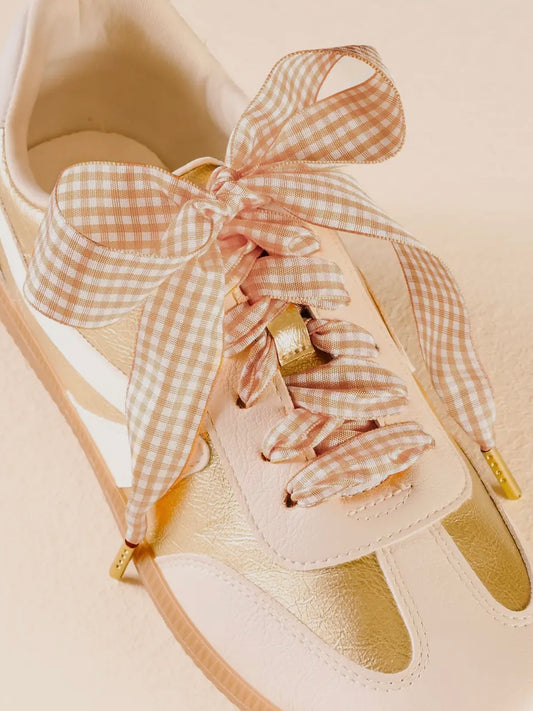 Tan Gingham Shoelaces