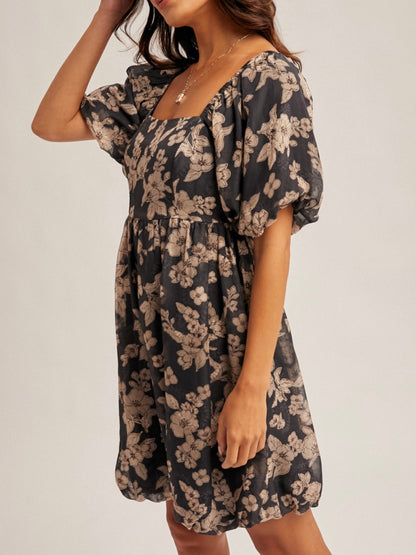 Jacquard Floral Bubble Dress