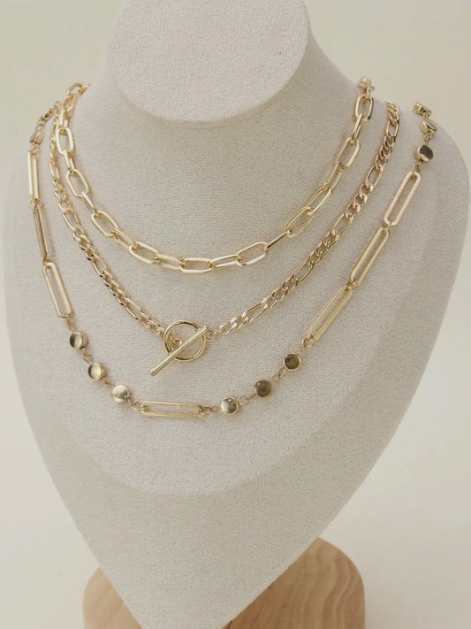 Oval Link Layered Necklace Set