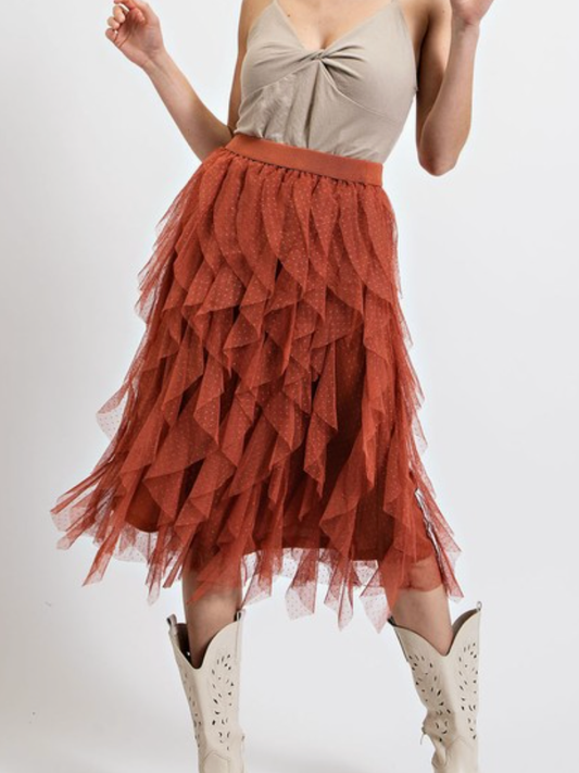 Layered Tulle Midi Skirt