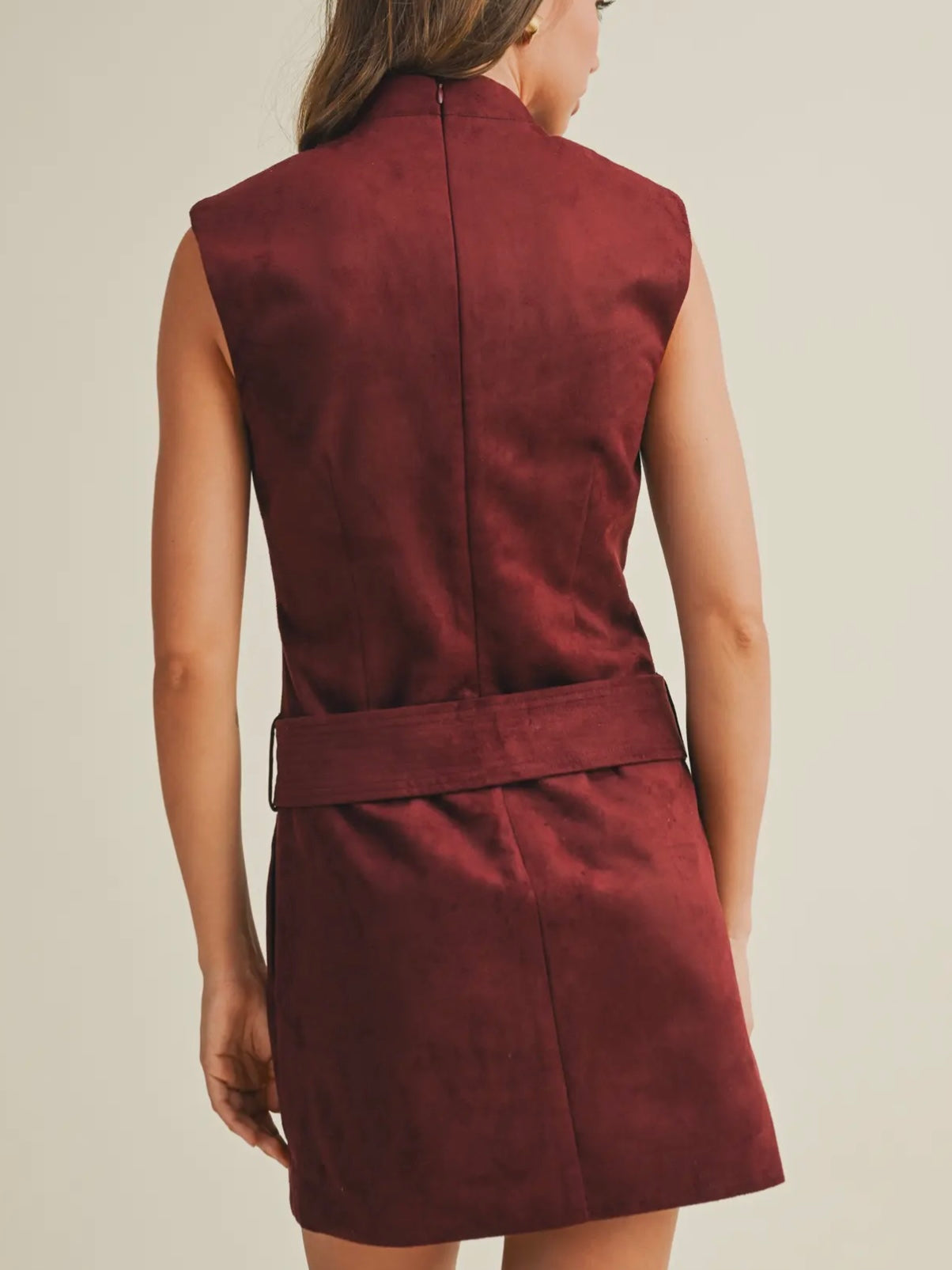 Cherry Mock Neck Belted Mini