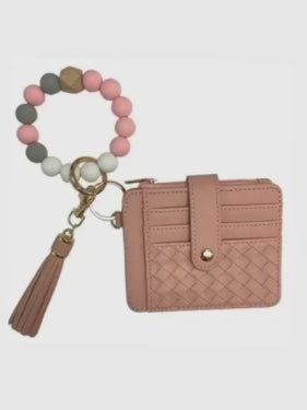 Quilted Beaded Keychain Wallet
