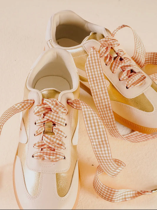 Tan Gingham Shoelaces