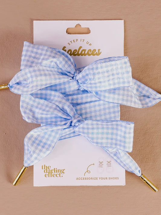 Light Blue Gingham Shoelaces