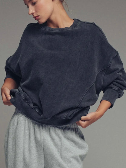 Black Pigment Washed Sweatshirt