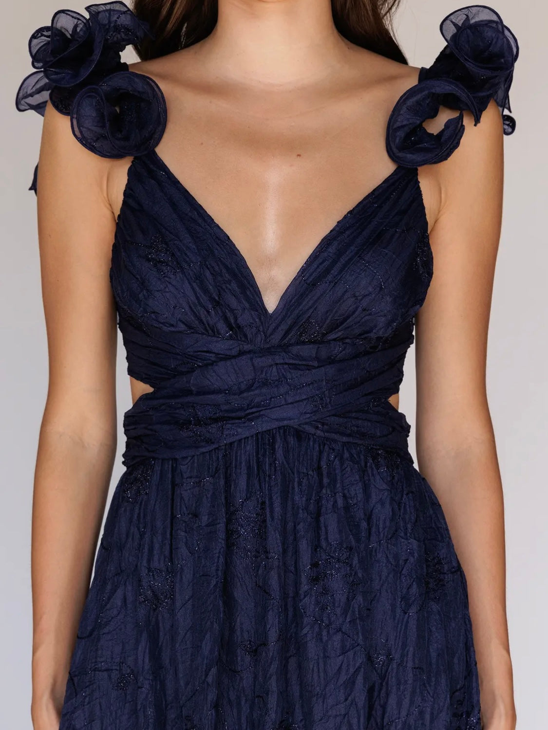 Navy Embroidered Maxi Dress