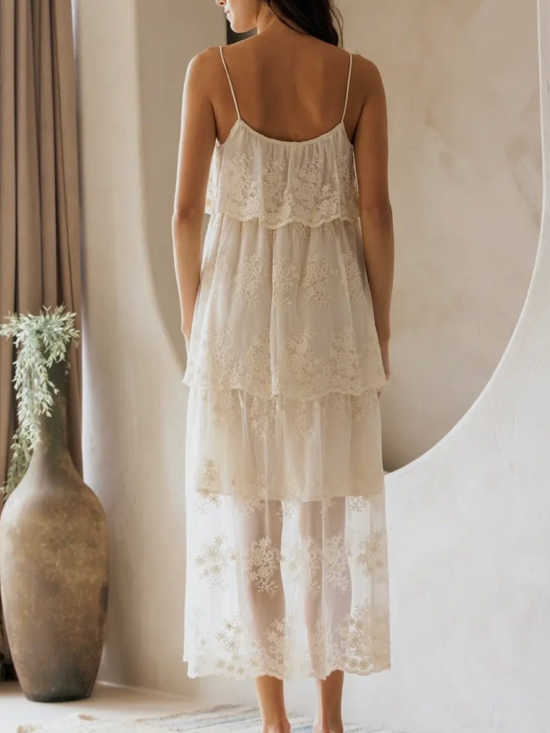 Ivory Floral Lace Midi