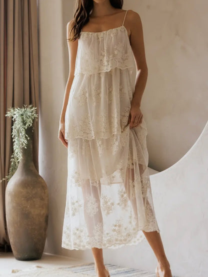 Ivory Floral Lace Midi